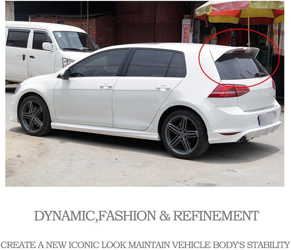 Golf 7 7.5 FRP Roof Spoiler, fits for Volkswagen VW Golf 7 MK7 MK7.5 Base Bumper 2014-2018 Black Rear Top Visor Spoiler Window Lip Wing Sun Shade O Look