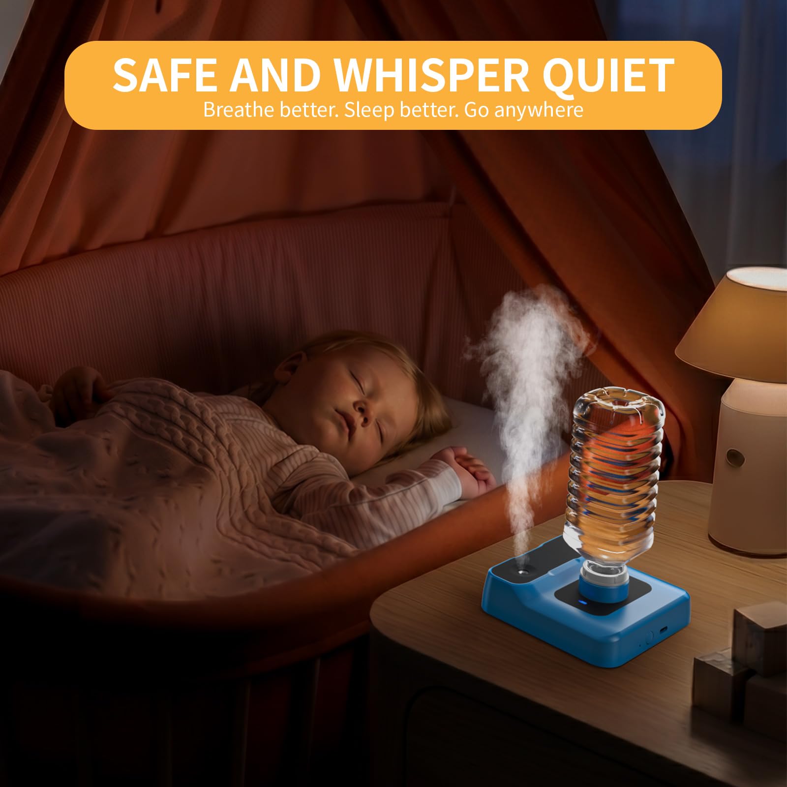 Reise-Luftbefeuchter - Wiederaufladbarer tragbarer Luftbefeuchter für Schlafzimmer, Hotelzimmer, Schreibtisch & Pflanzen, persönlicher Mini-Luftbefeuchter flüsterleise 23dB, automatische