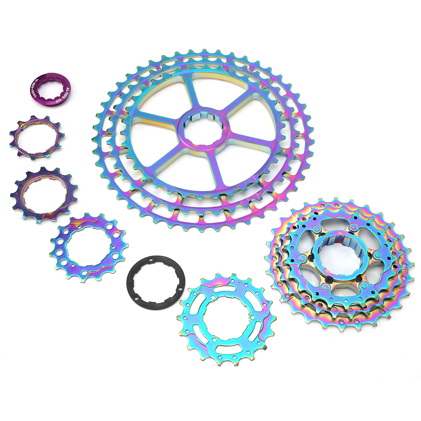 CHICIRIS Volante Cassette de Bicicleta de 10 Velocidades Aleación de Aluminio Colorida Acero 11 46T Piñón Hueco Liviano para Bicicletas de Carretera de Montaña Suave Reemplazo de Rotación Silenciosa