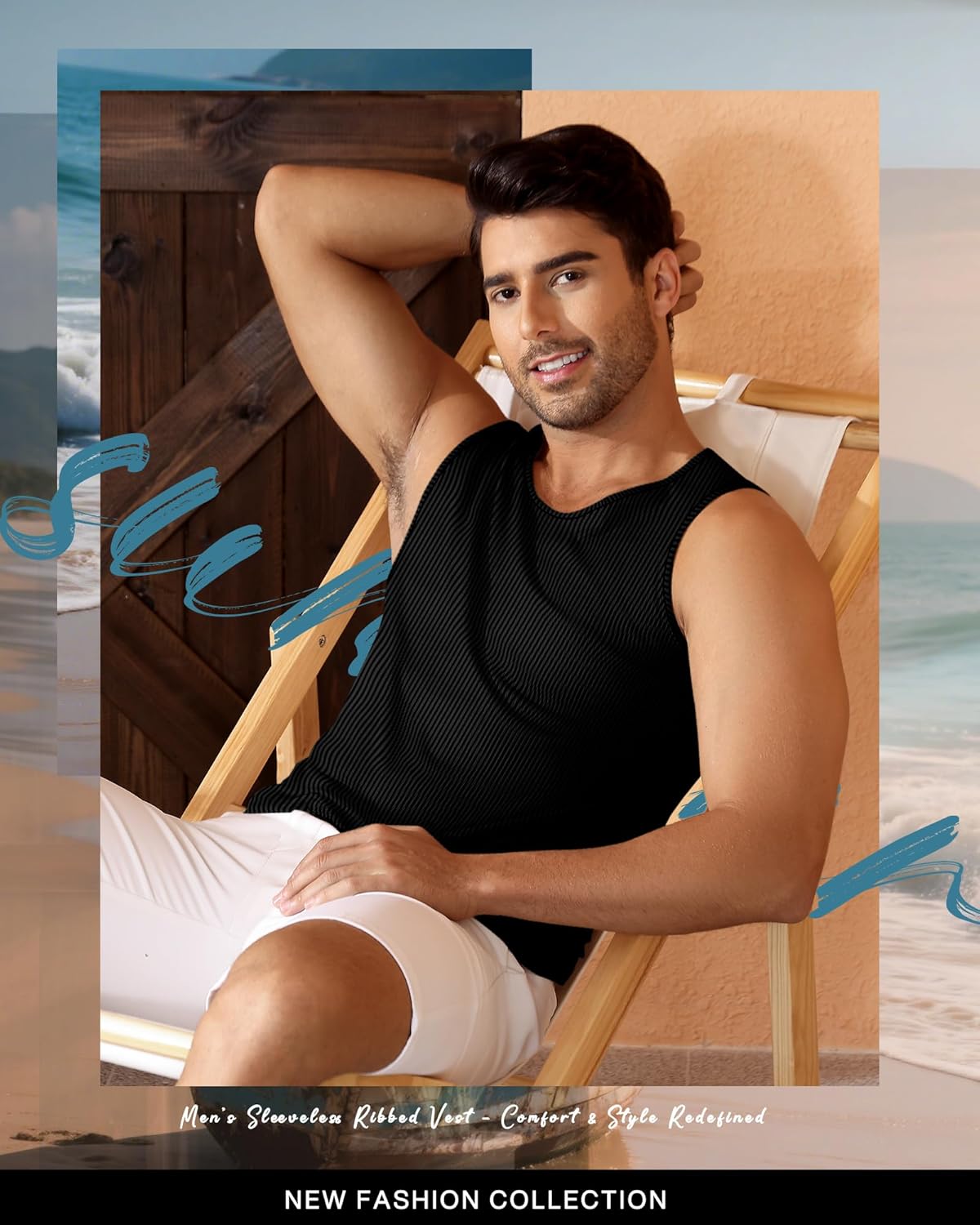 Ficerd 3 Pack Men's Big and Tall Tank Tops, Knit Ribbed Sleeveless Shirts Plus Size Slim Fit Workout Gym Muscle Tee - Image 3