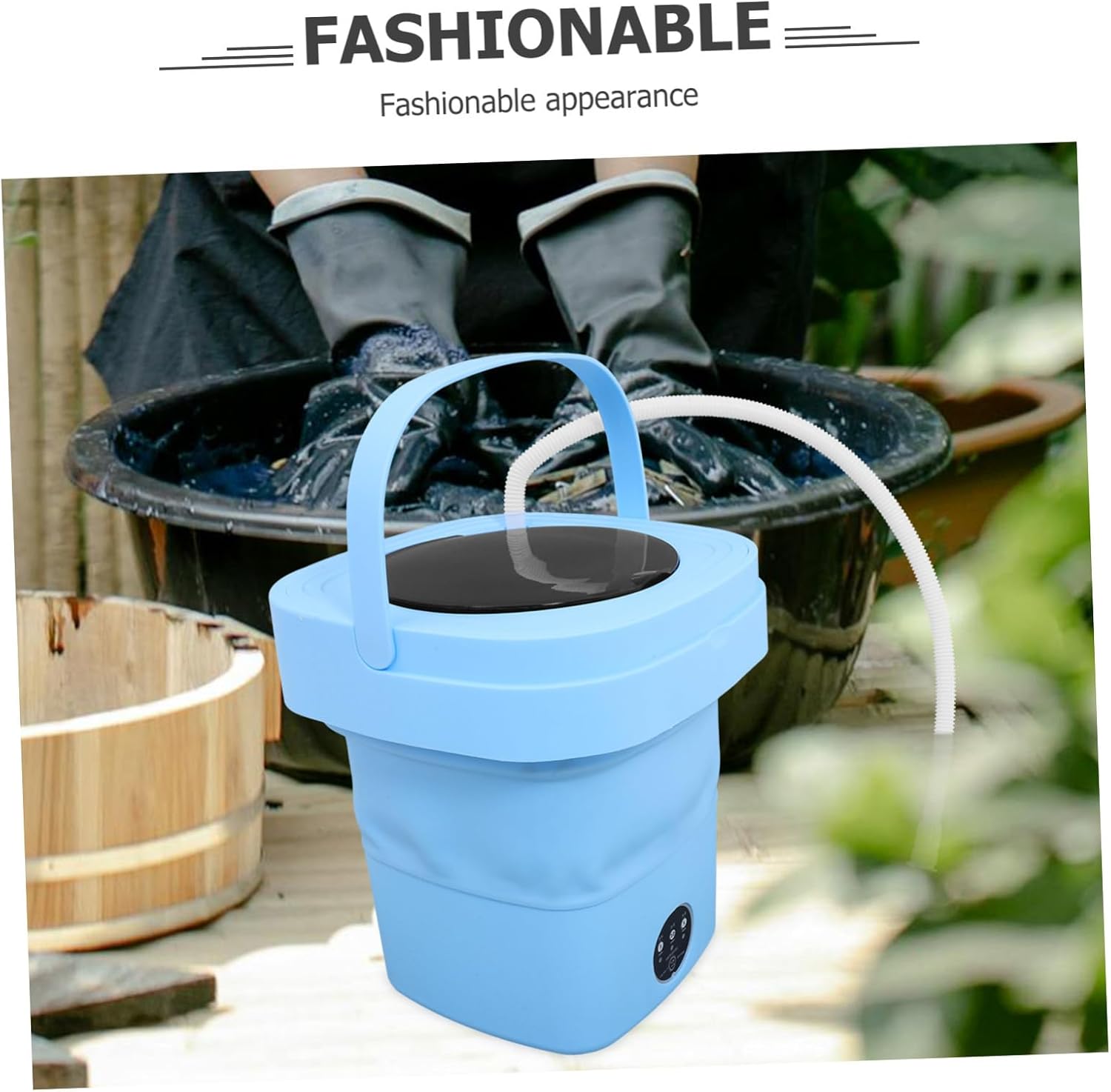 DOITOOL Portable Mini Washing Machine Foldable Design Capacity with Drainage Basket and US Plug Compact Laundry Cleaner for Dorms Apartments Travel Small Clothes