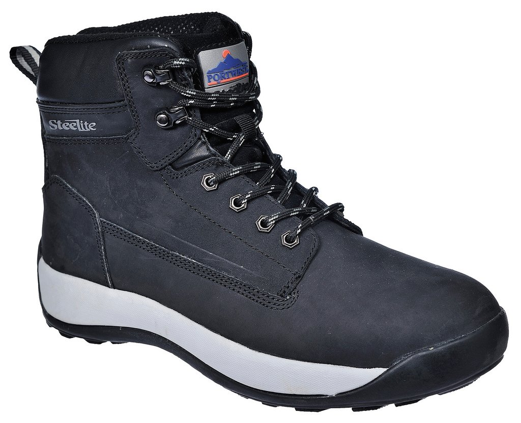 Portwest Bota Steelite Constructo Nubuck S3 Hro, Tamaño: 43, Color: Negro, FW32BKR43