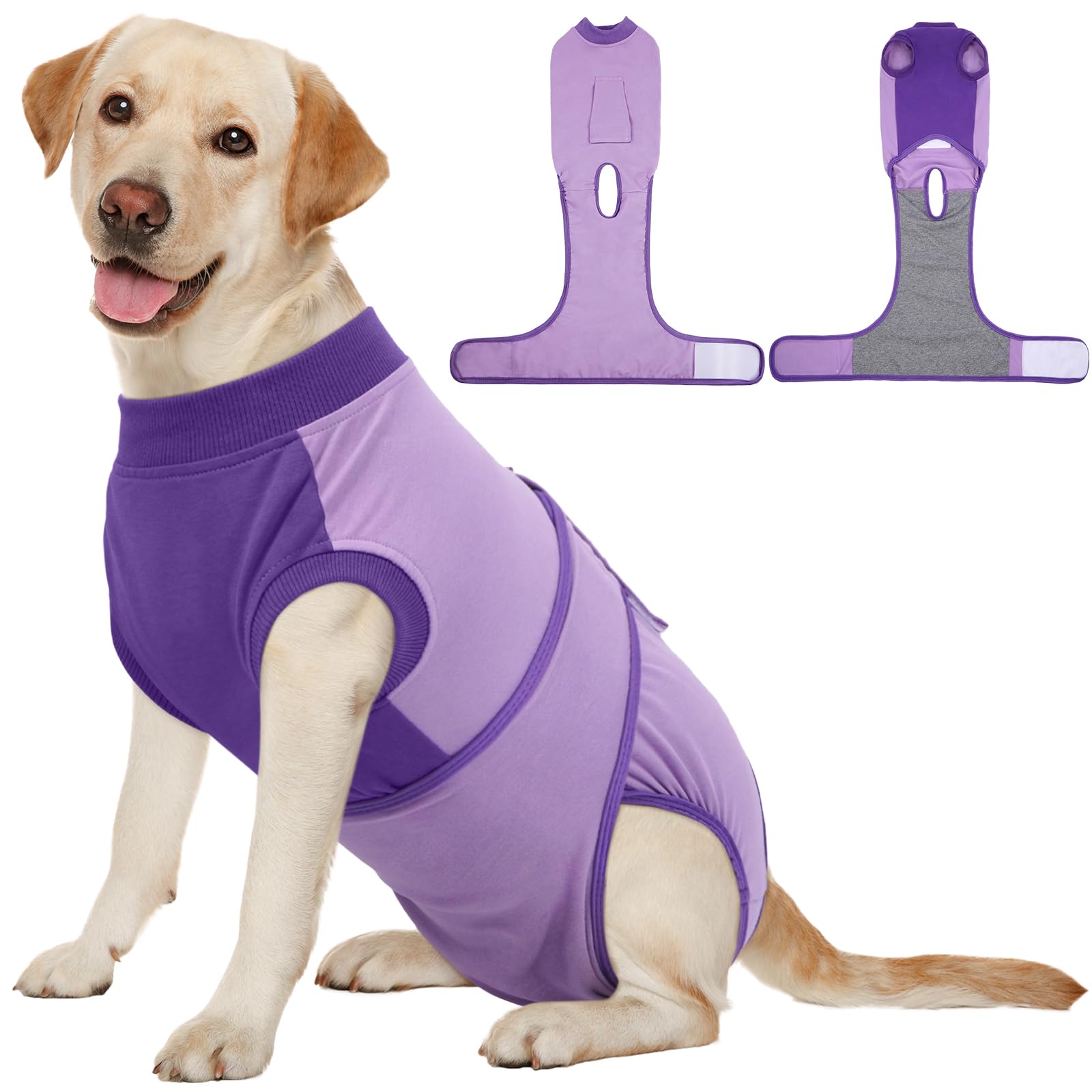 Kuoser Dog Recovery Suit, Female Male Spay Neuter Surgery Suit, Purple, XXL