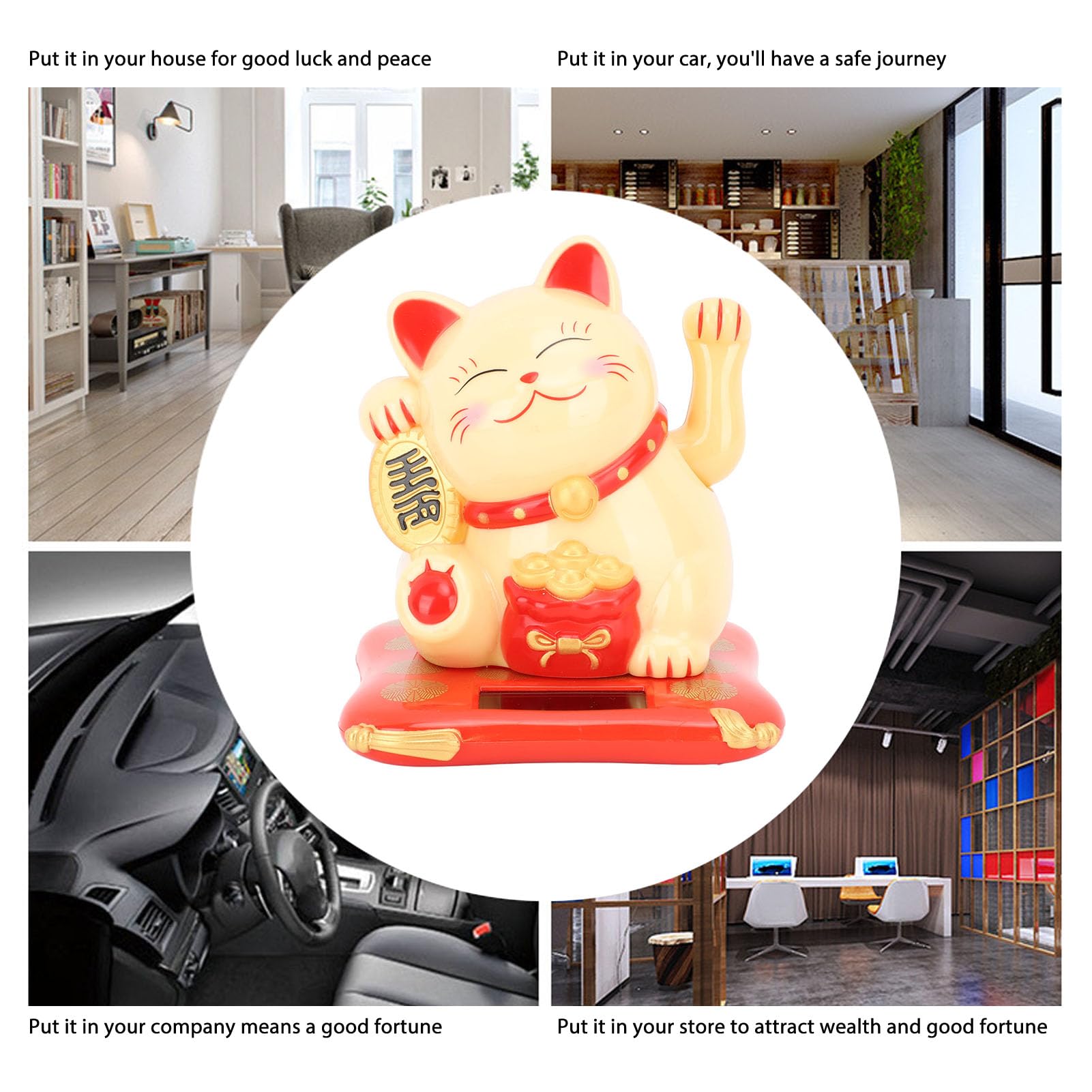 VELATEMOR Feng Shui Glückskatze – Solarbetrieben Winkende Maneki Neko – Deko Für Zuhause, Auto & Büro (ca. 6 Cm) VELATEMOR Feng Shui Glückskatze – Solarbetrieben Winkende Maneki Neko – Deko Für Zuhause, Auto & Büro (ca. 6 Cm)