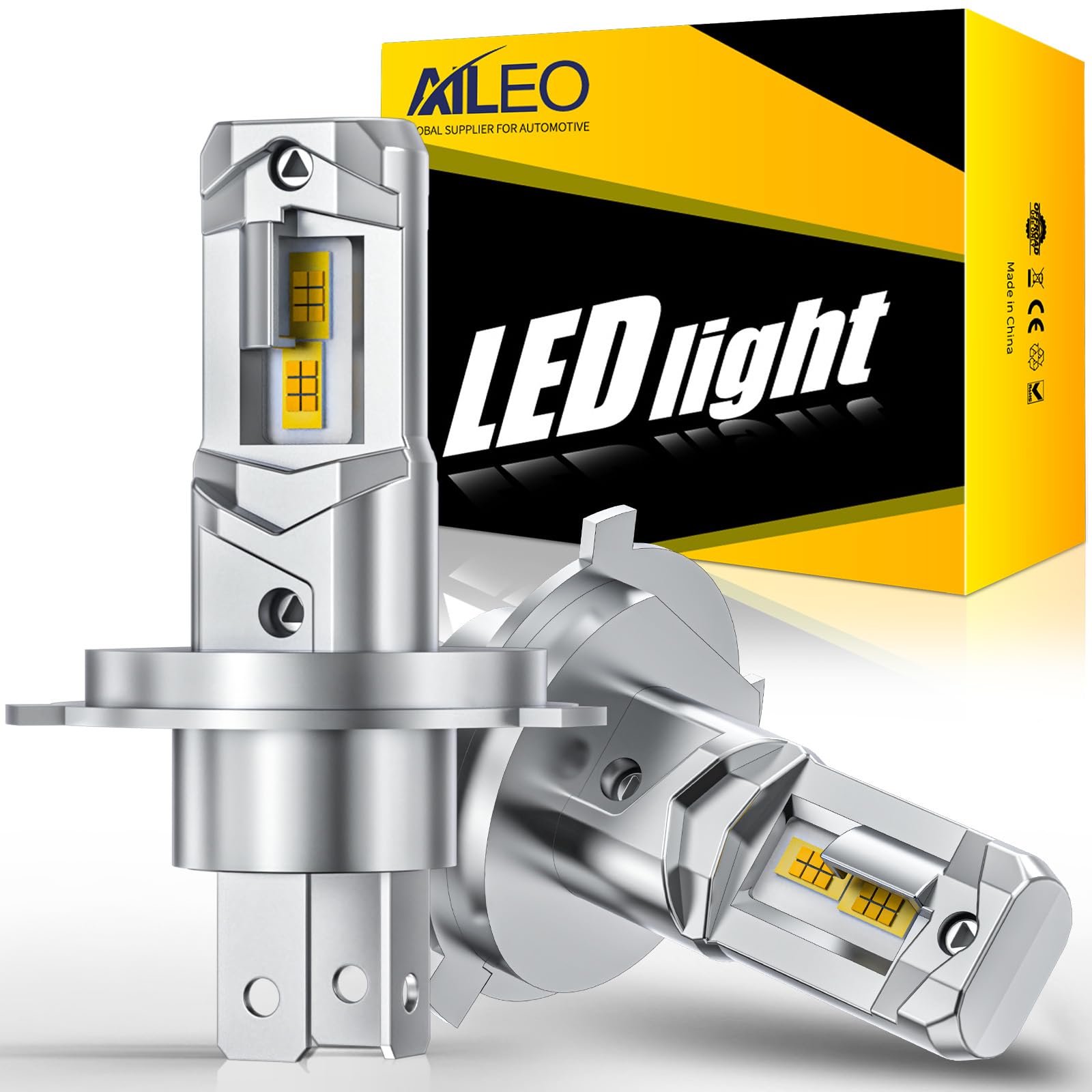 Bombillas LED H4 9003 3000 K, color amarillo ámbar para faros, 20000 lm, 60 W, por par, 9-36 V, compatible con CANBUS, reemplazo halógeno, lote de 2