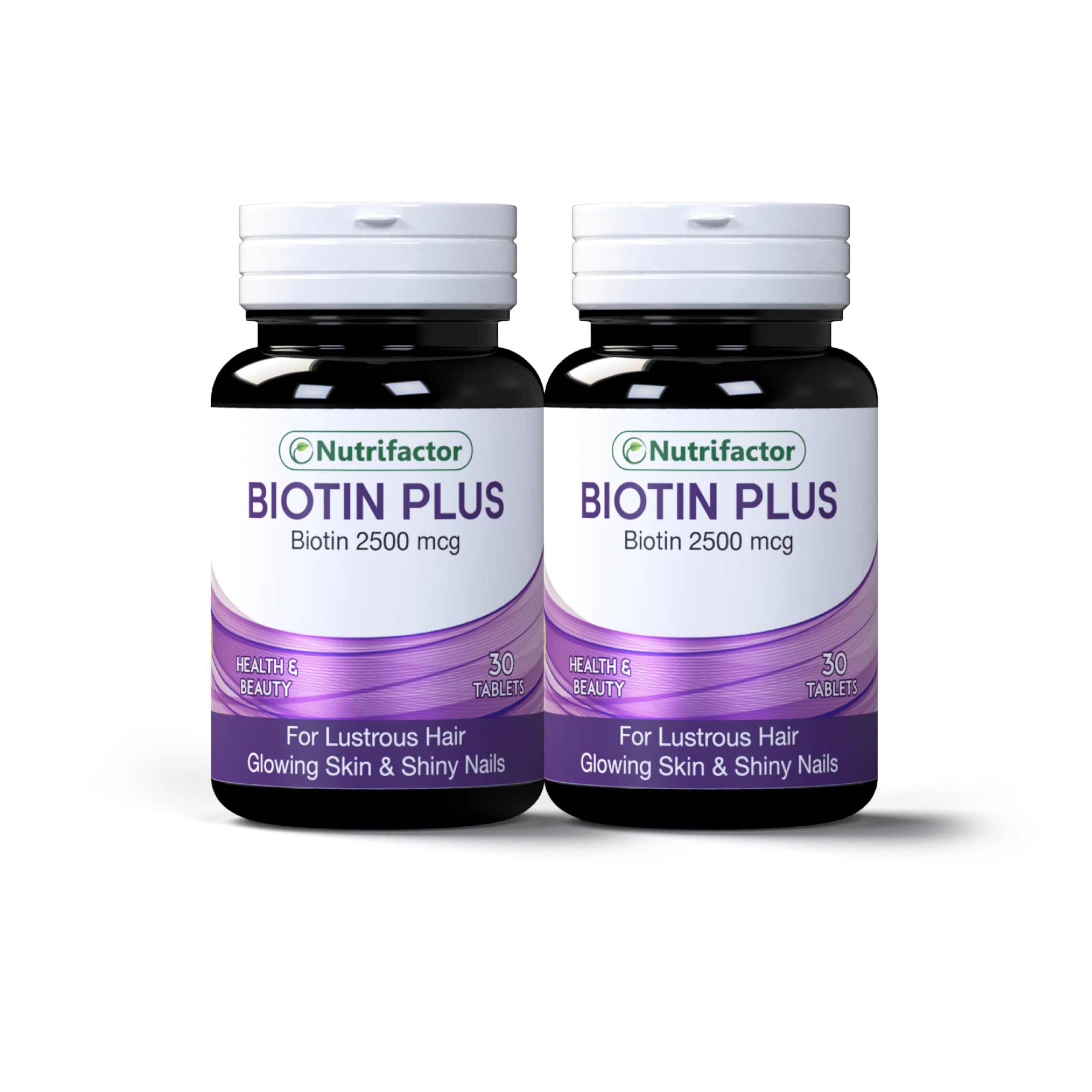 Nutrifactor Biotin Plus Hair Growth, Skin Glow & Nail Strength Supplement | Biotin & Folic Acid for Women & Men | Supports Collagen, Keratin & Energy | 30 Tablets Buy 1, Get 1 Half Price