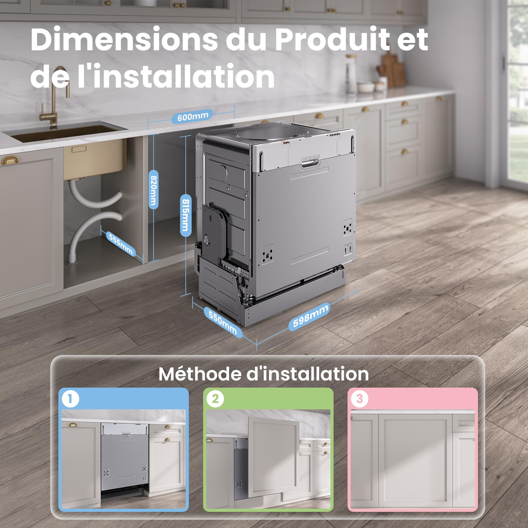COMFEE' CDWPB1215PB-EU Built-In Dishwasher, 12 Cutters, 60 cm, WiFi | IoT Function, Cloud Wash, Quick Wash 30 min, Extra Dry, Delayed Start, 47 dB, White