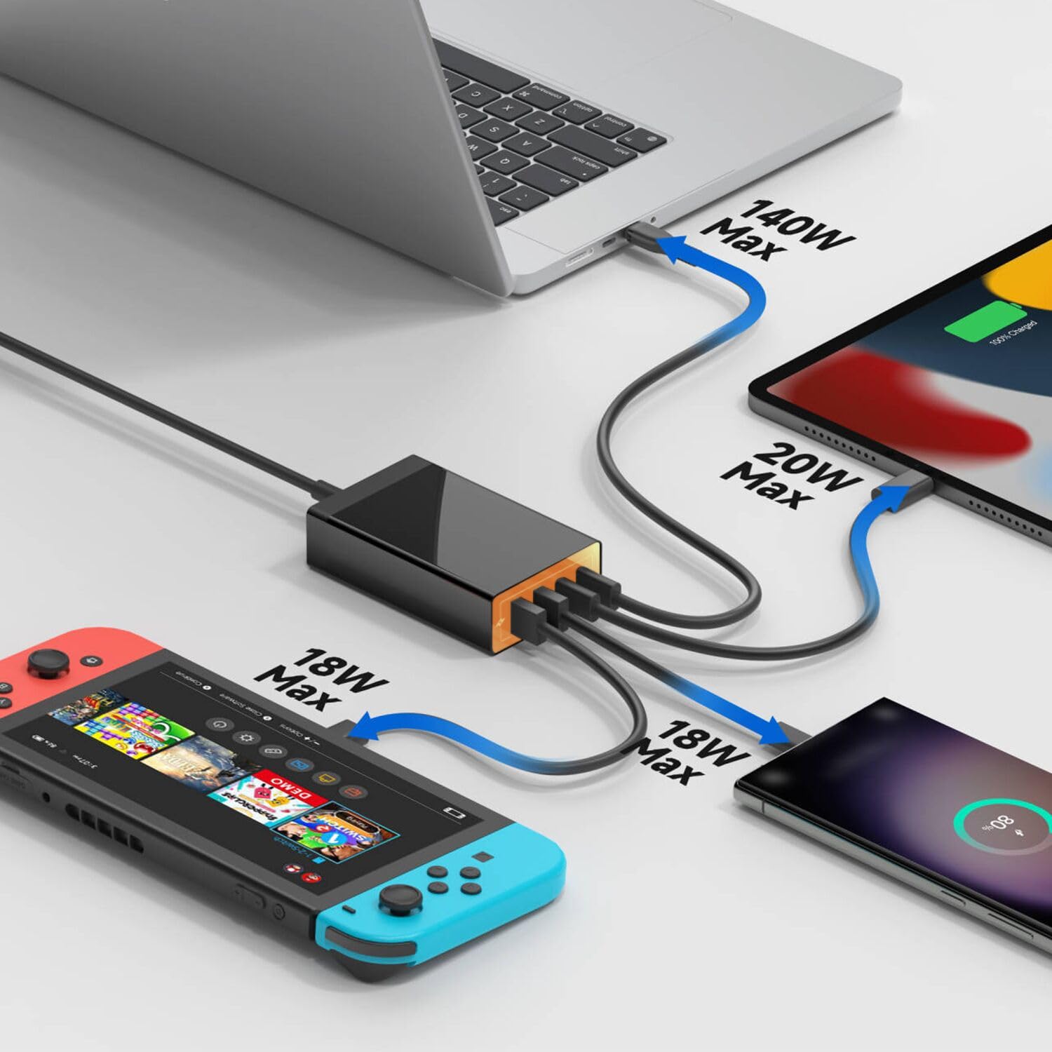 KFD 156W Ladestation 140W USB C Auto Ladegerät Zigarettenanzünder KFZ Netzteil für MacBook Air 13" 15" M4 2025 2024 Pro 16" 14" Surface Book 3 DC 12V-24V Laptop PKW PD3,1 Multi-Port-Laden Car Charger