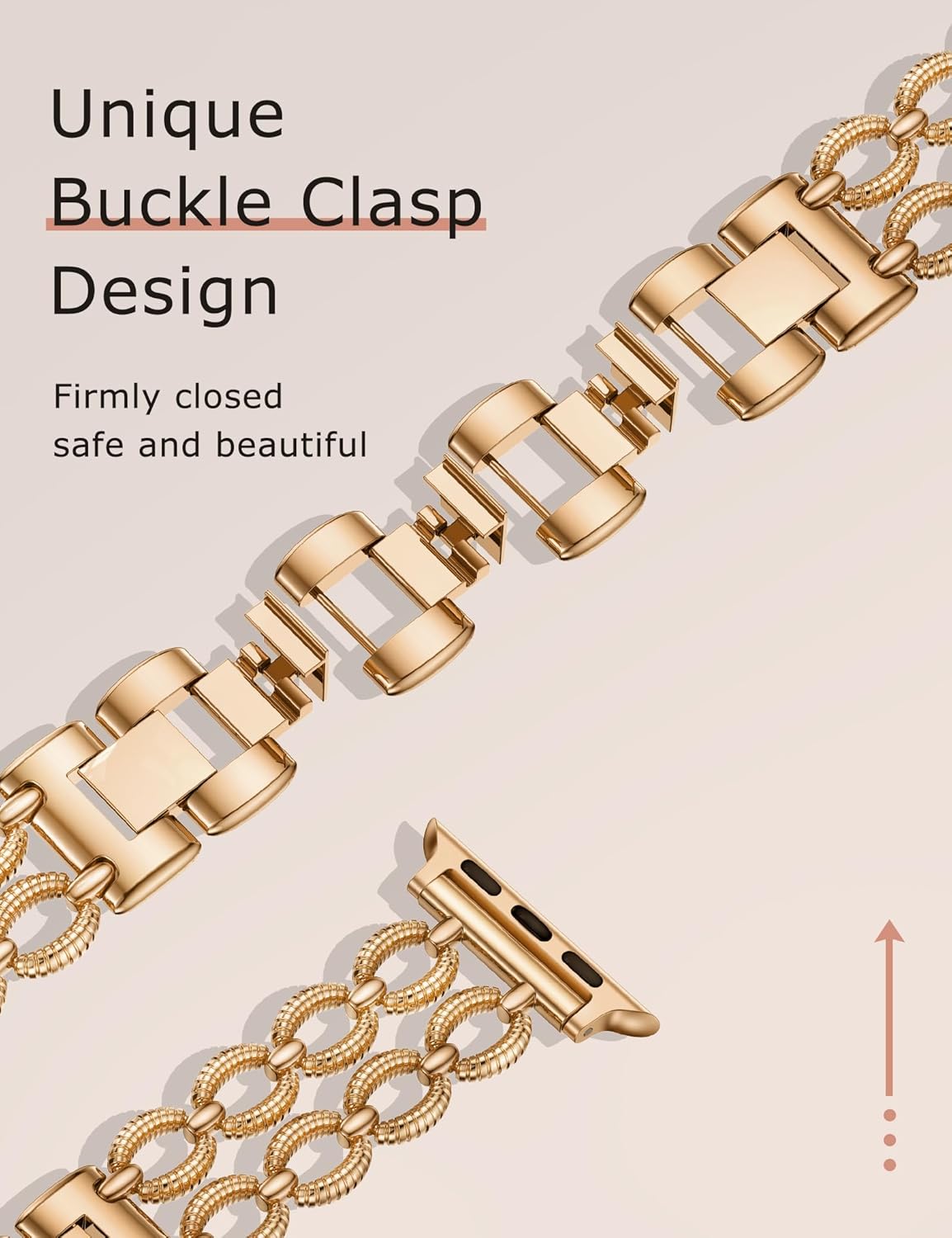 Minyee Compatible with Apple Watch Band 41/40/38/44/45/46/49/42mm Women, Dressy Pretty Metal Strap Double Chain Twisted Designer Fancy link Bracelet for iWatch Series 11 10 9 Ultra SE 8 7 6 5 4 3 2 1 - Image 3