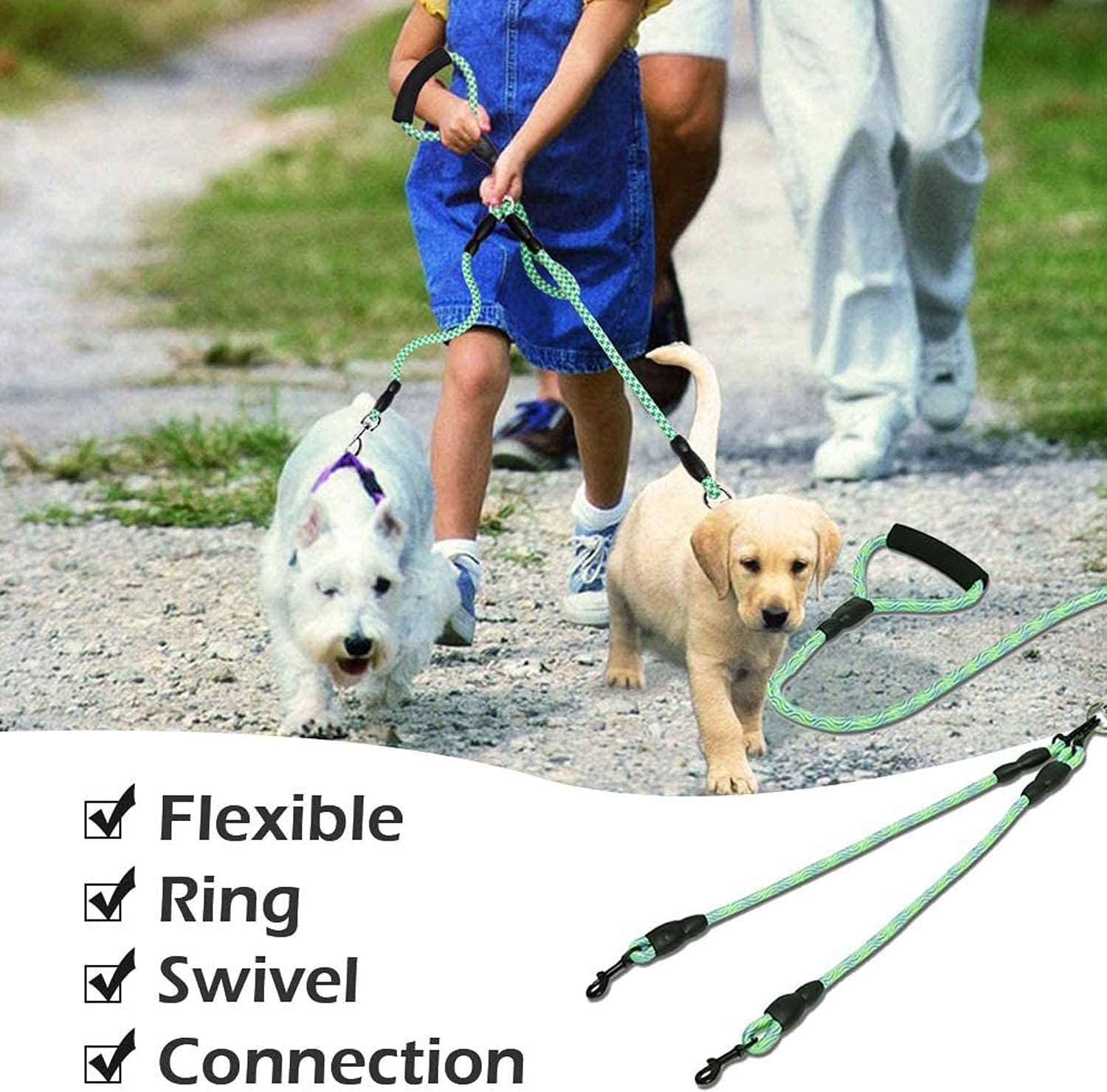 Amazon 犬 リード 2頭引きリード ダブルリード ラクラクお散歩用 多頭飼い ツインリード 2匹 小型犬 可愛い 汚れても洗える 犬のリード 絡まないリード リード犬 便利なペット用品 Generisch リード 通販