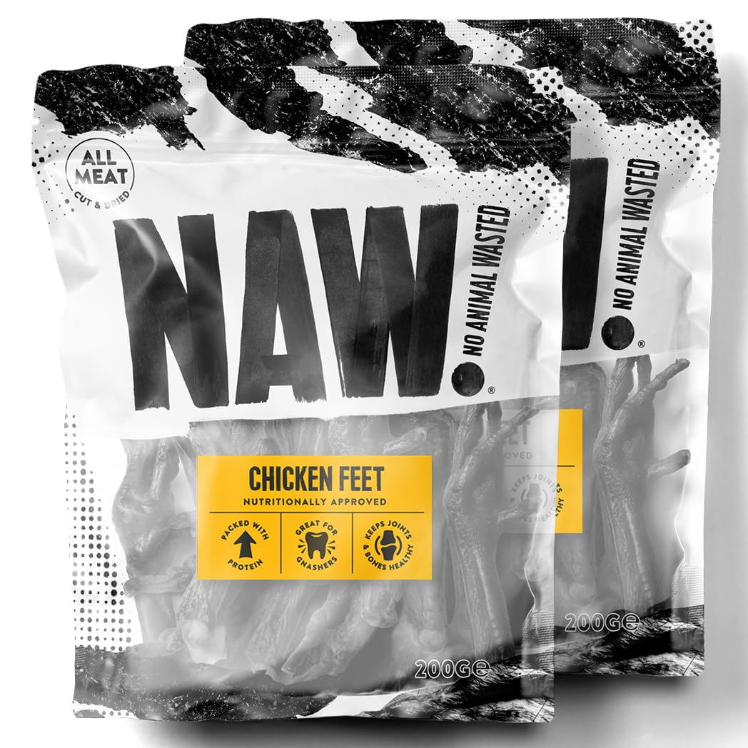 NAW Chicken Feet For Dogs, 400g (2 Packs of 200g). Premium Chicken Feet Dog Chews Made From 100% Poultry To Support Healthy Dental Hygiene