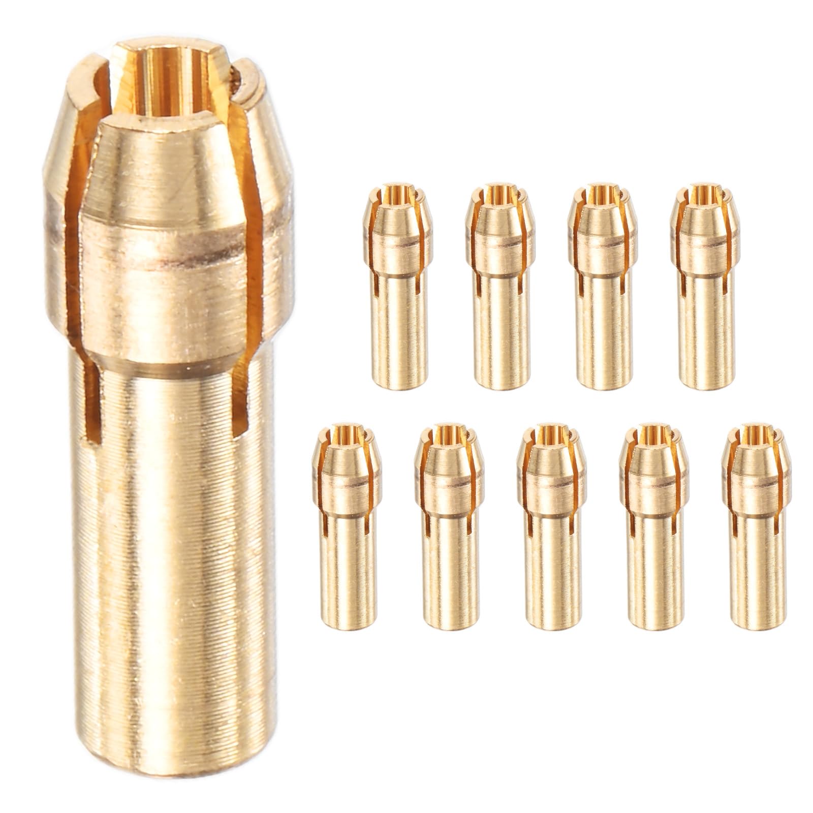 M METERXITY 10-Pack Brass Drill Chuck, 1/8 Inch/ 3.2 mm Collets Set Quick Change Replacement 4.8mm Shank Diameter for Rotary Tools/Electric Drills [