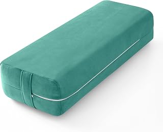 Wellsin Rectangular Yoga Bolster - Firm Meditation Pillow with Washable Suede Cover, 27x10x5.5 Inch Portable Yoga Prop