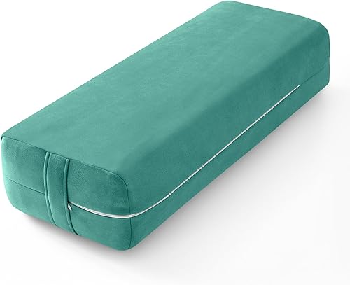 Miniatura 10 de Wellsin Cojín Rectangular para Yoga Bolster - Almohada de Meditación con Funda de Gamuza Lavable, 27"X10"X5.5" Negro