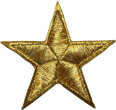 ID 3540 Golden Star Patch Metallic Service Military Embroidered Iron On Applique