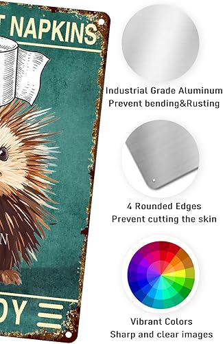 Miniatura 6 de Porcupine 12x8 Inch Metal Sign Your Butt Napkins My Lady Bathroom Decor for Women Bat Wall Decor Funny Guest Bathroom Wall Art Toilet Paper Wall Art