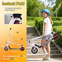Vista 3 de SIMATE Electric Scooter for Kids 6-14, e Kick Scooter with LED Display and Colorful Lights, Adjustable Height and Foldable, Double Brake, Gifts for