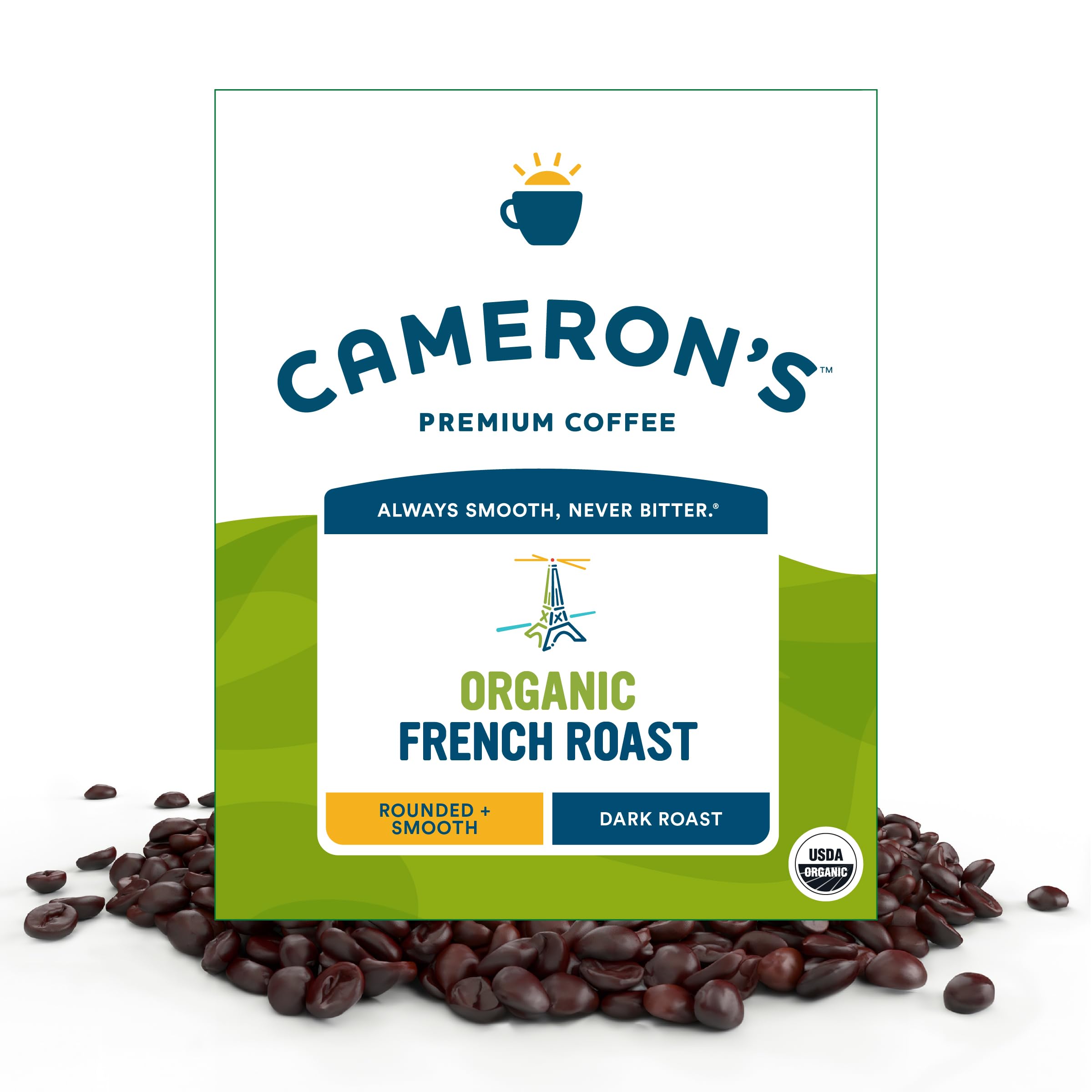 Cameron's Coffee Roasted Whole Bean Coffee, Organic French Roast, 4 Pound
