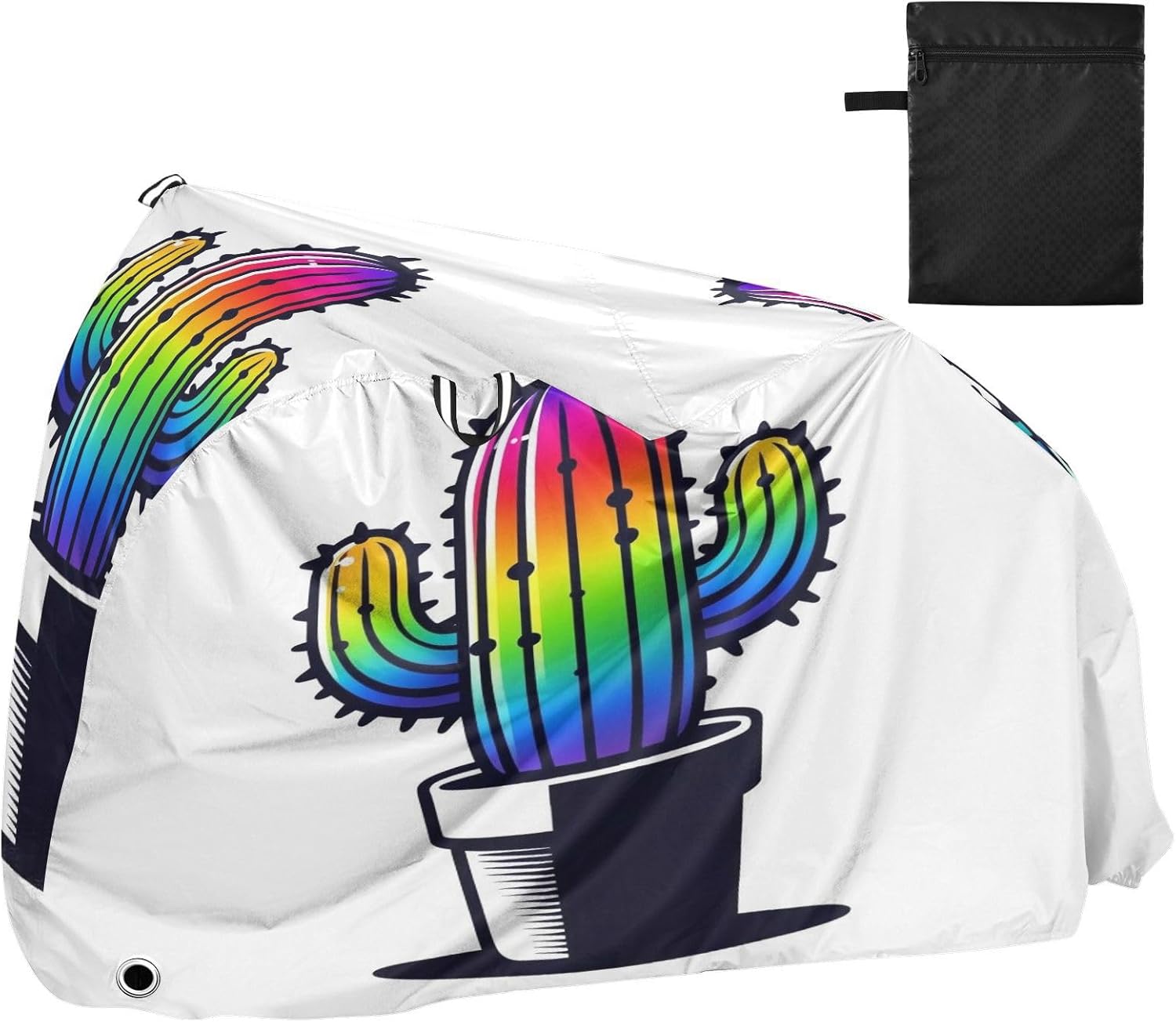 ALAZA Cactus Cacti Rainbow Color Bike Cover Waterproof Outdoor Ebike Bicycle Covers Tarp Protection for 1/2 Bikes, Sun UV Dust Wind Proof