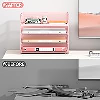 Vista 31 de 5 Tray Paper Organizer Letter Tray with Handle - Mesh Desk File Organizer, Paper Sorter Organizer for Office, Home or School File Folder Holder