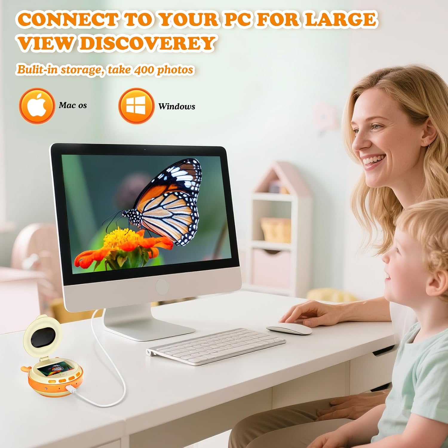 Hayve Kids Microscope and Camera, 1000X Magnification with 2.0" HD Screen, Portable Digital Microscope, 7 LED Lights, PC View,Educational Science Toy for Birthday Gifts Boys Girls Ages 3-12 - Image 6