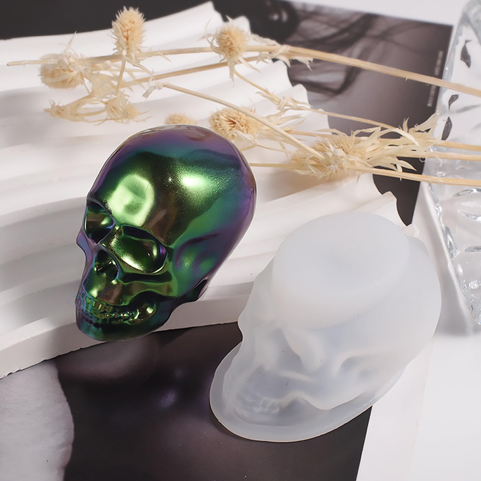 Moldes De Silicona Para Velas De Calavera | Para Halloween Y Decoración | Resistente Al Calor -40°C A +230°C | Ideales Para Resina, Jabón O Chocolate
