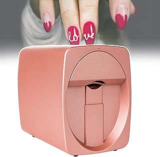 Portable Mobile Nail Painting Machine,Home Nail Art Device,with Set of Nail Tools,Mobile Phone Control, Customized Pattern,Suitable for Home Use & Nail Salon Studios,Easy to Clean,Gold