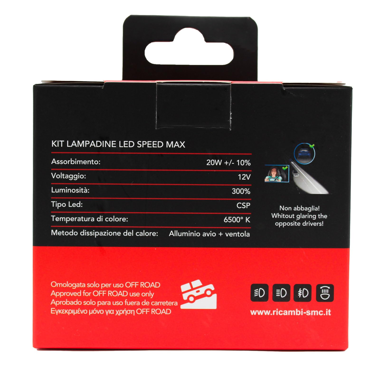 SpeedMax Lampadine Led con ventola per auto e moto H4 H19 6500K Plug & Play per Fari a Parabola +200% OFF ROAD