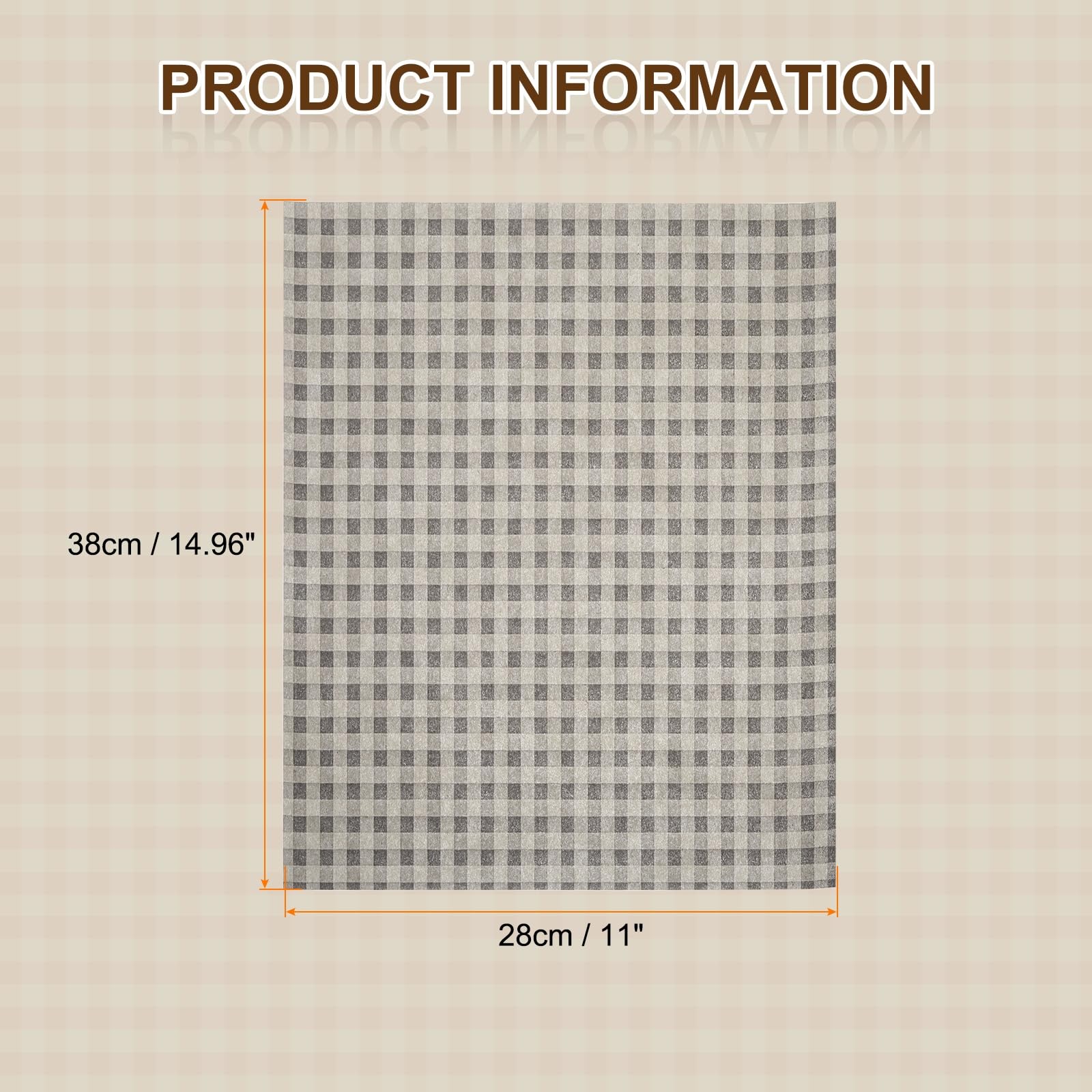 QUARKZMAN 500pcs Papel Antigrasa a Cuadros, Papel para Envolver Alimentos Encerado Envoltura Alimentaria para Cámping Picnic Cesta Fritas Hamburguesa Sándwiches, Marrón, 38x28cm