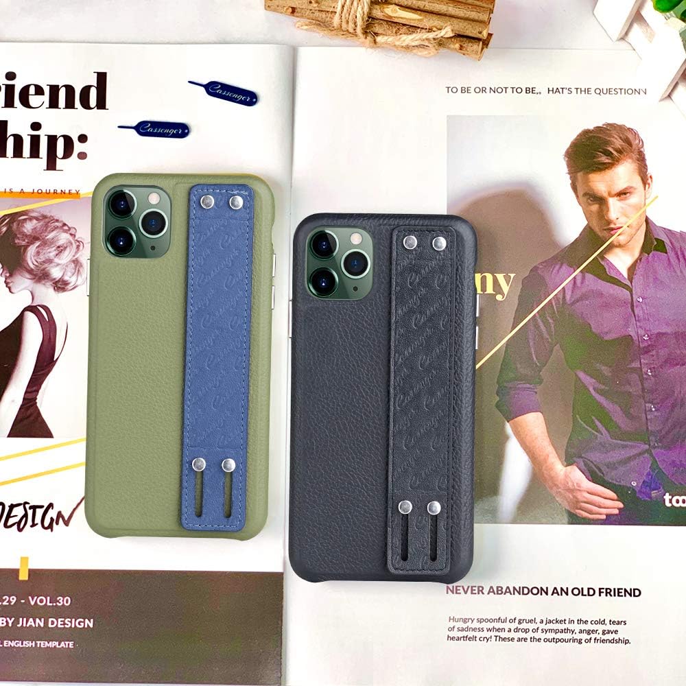 Black Friday - 40% OFF Cassenger The Foldable Kickstand Series Leather Case Compatible with iPhone 11 Pro Max - Green/Blue