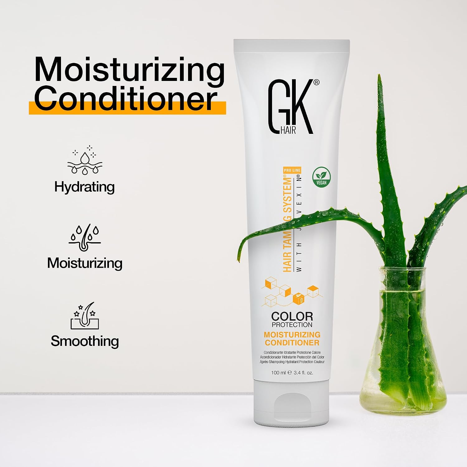GK HAIR Global Keratin Moisturizing Conditioner (100ml/3.4 Fl Oz) for Hydrating Color Protection Dry Damage Curly Frizzy Color Treated Hair Repair Organic Paraben Sulfate Free All Hair Types