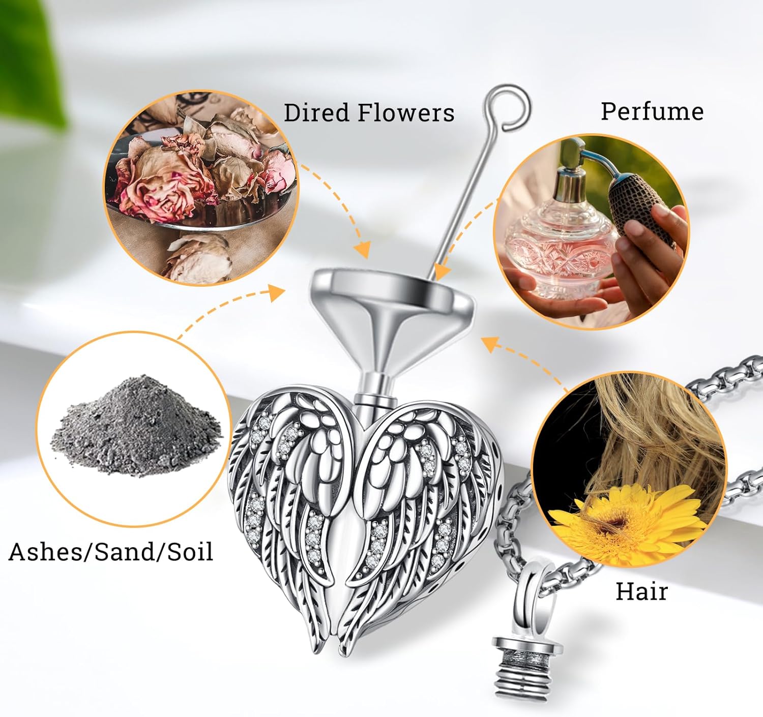Urn Necklace for Ashes for Women/Men 925 Sterling Silver Cremation Jewelry w/Funnel Filler Memorial Jewelry Gifts - Image 2