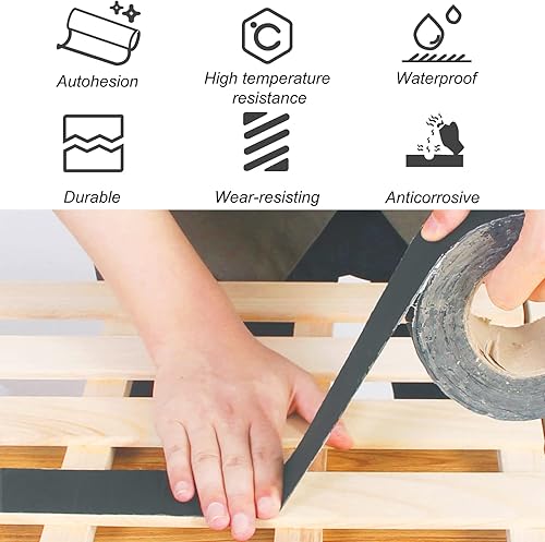 Miniatura 9 de Dongxw Cinta de viguetas de cubierta de 4 pulgadas x 50 pies, cinta de butilo para cubierta, cinta intermitente impermeable para proteger vigas y