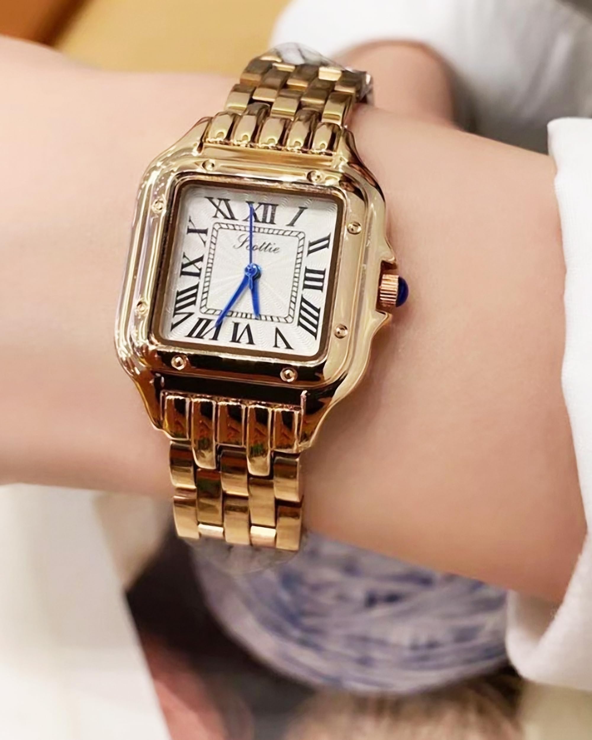 Relojes de oro para mujer, pequeña esfera romana vintage, pulsera de amor, elegante juego de joyas para mujer