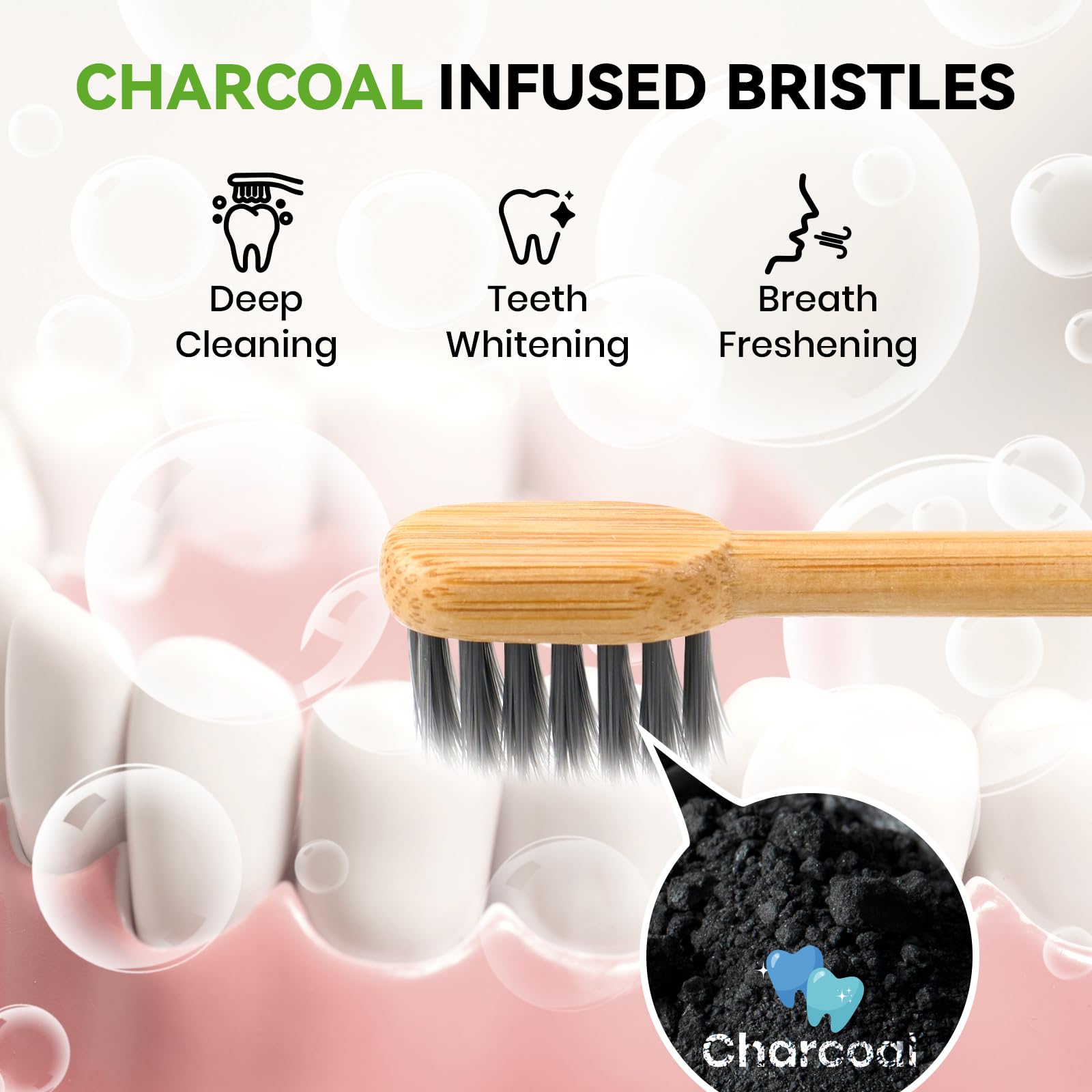 Cabezales de repuesto para cepillo de dientes eléctrico de bambú compatibles con Philips One de Sonicare, con cerdas suaves con infusión de carbón