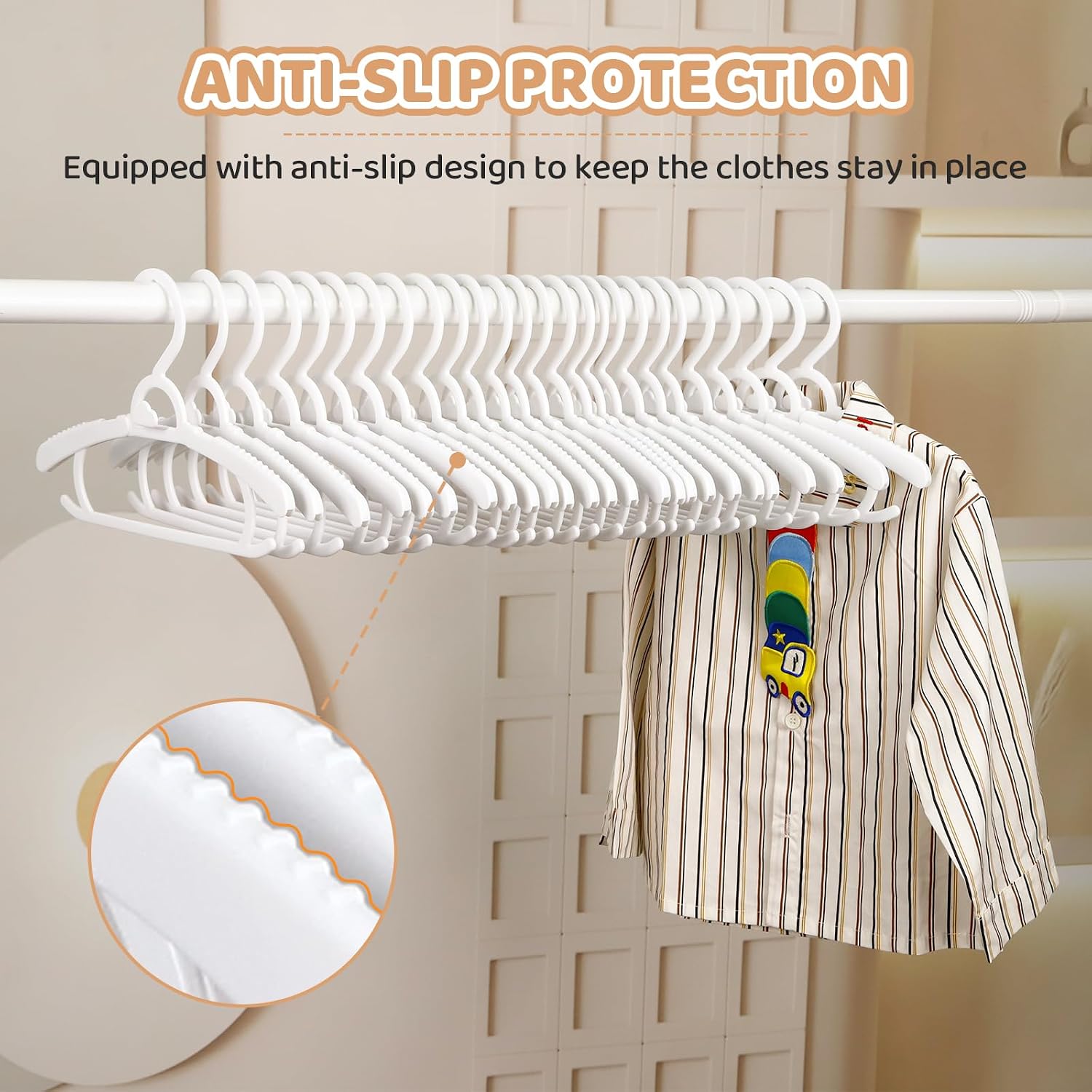 100 Pack Baby Clothes Hangers 10-14" Adjustable Kids Hangers White image 4