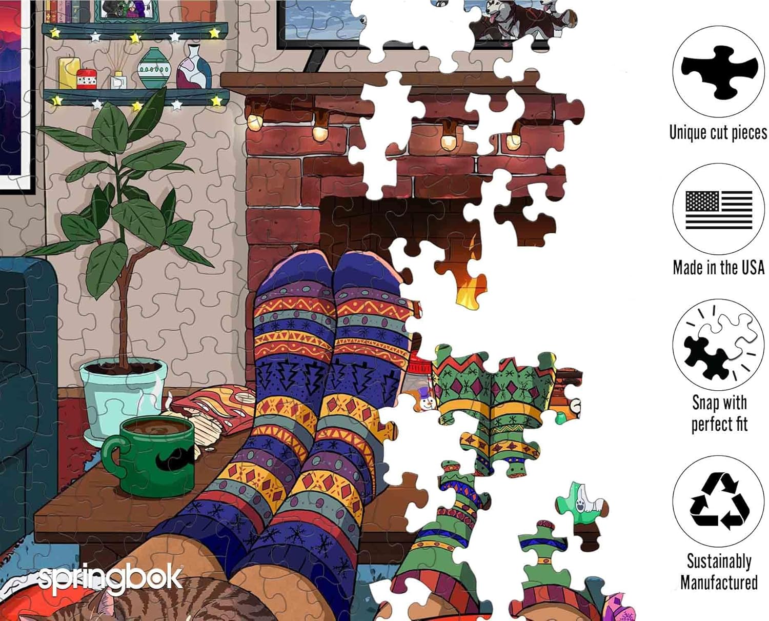 Springbok Snuggle Season 500 Piece Jigsaw Puzzle for Adults and Family - Christmas and Holiday Puzzle - Unique Cut Pieces - Made in USA