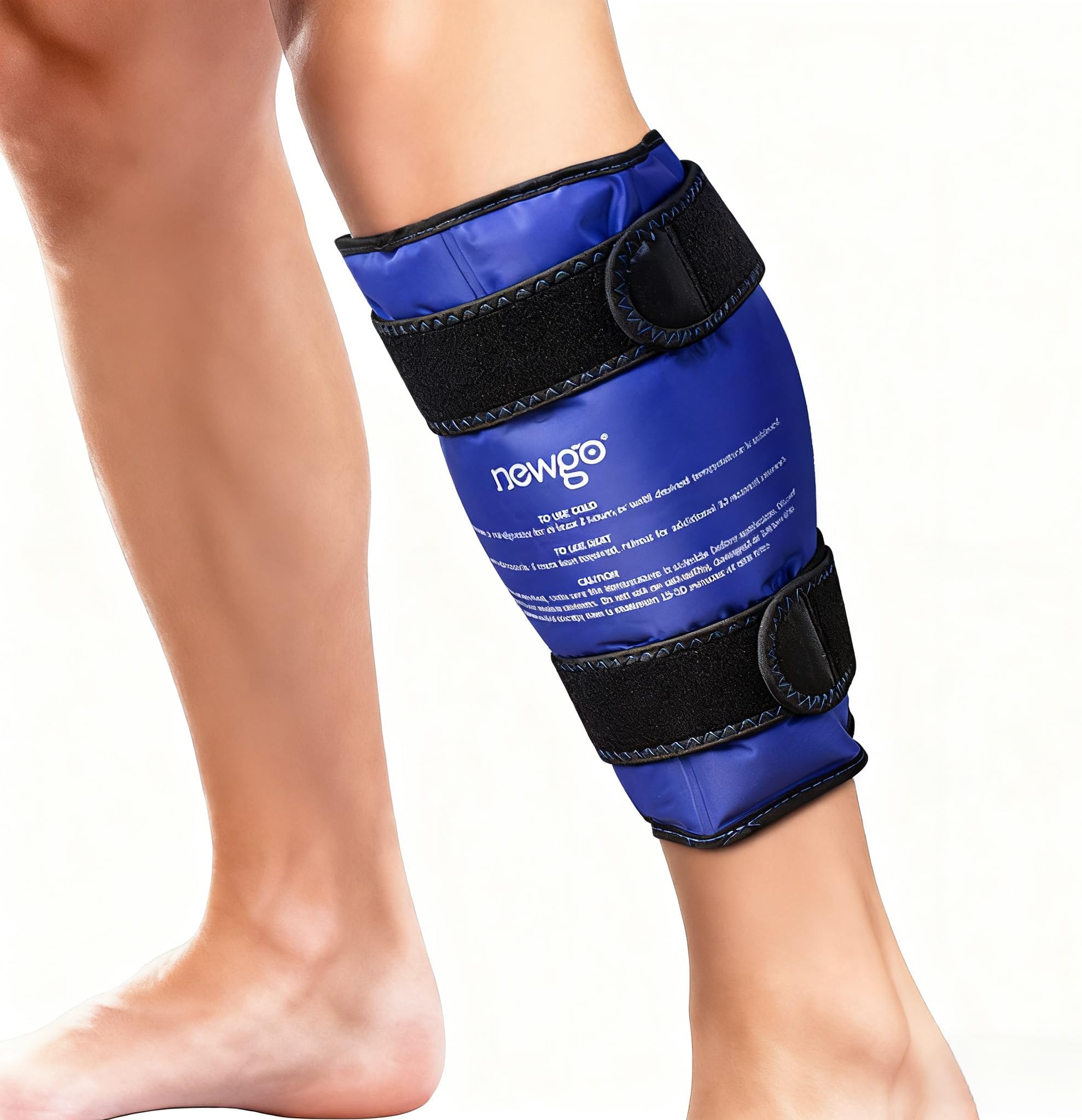 NEWGO Shin Splint Ice Pack for Injuries, Calf Gel Wrap for Shin Splint Relief, Reusable Elbow Ice Pack Wrap, Leg Cold Therapy Sleeve with Soft Plush Backing