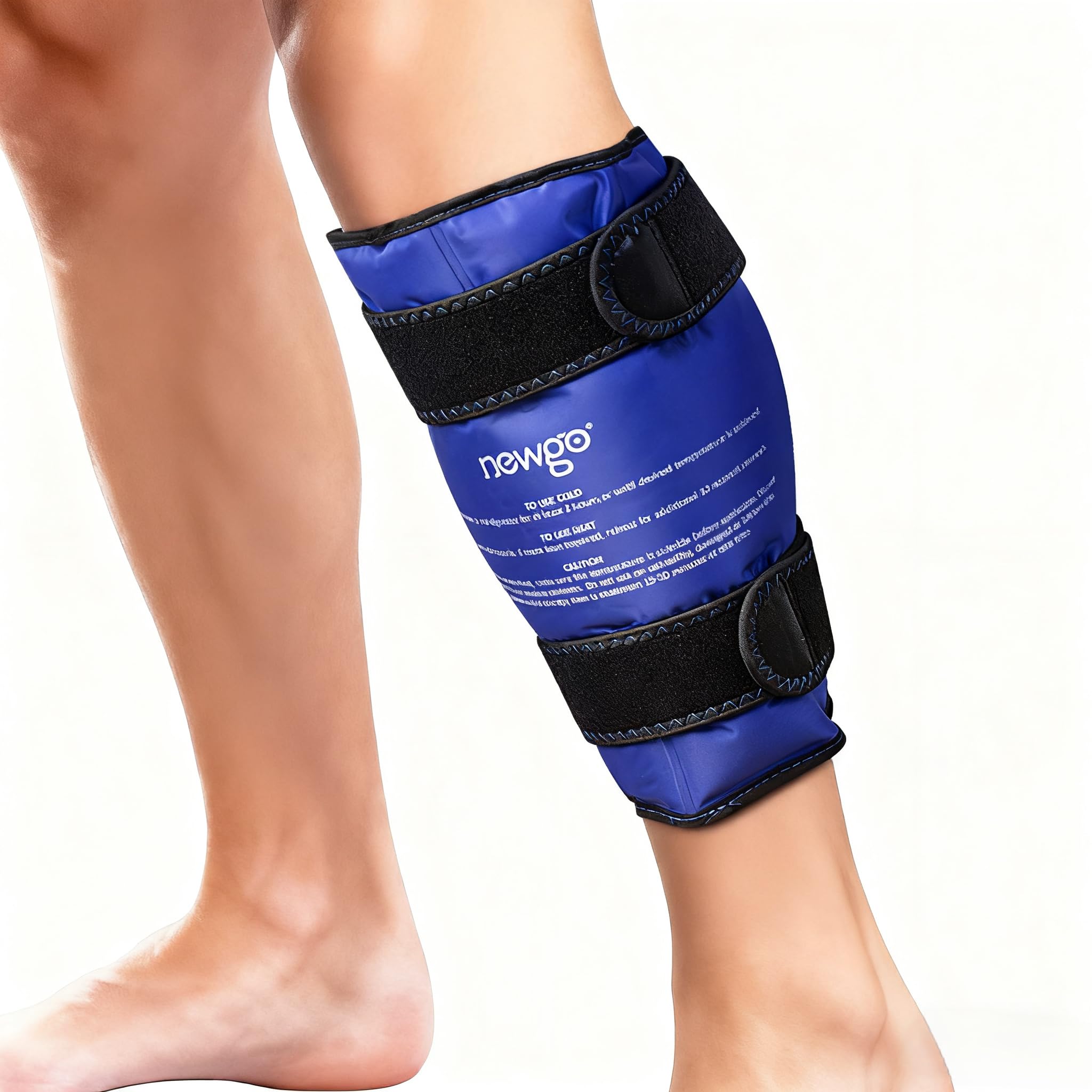 NEWGOShin Splint Ice Pack for Injuries, Calf Ice Pack Wrap for Shin Splint, Calf Strain, Post-Run, Tight Muscles, Leg Ice Wrap Gel Cold Pack for for Running Injuries - with Soft Plush Backing