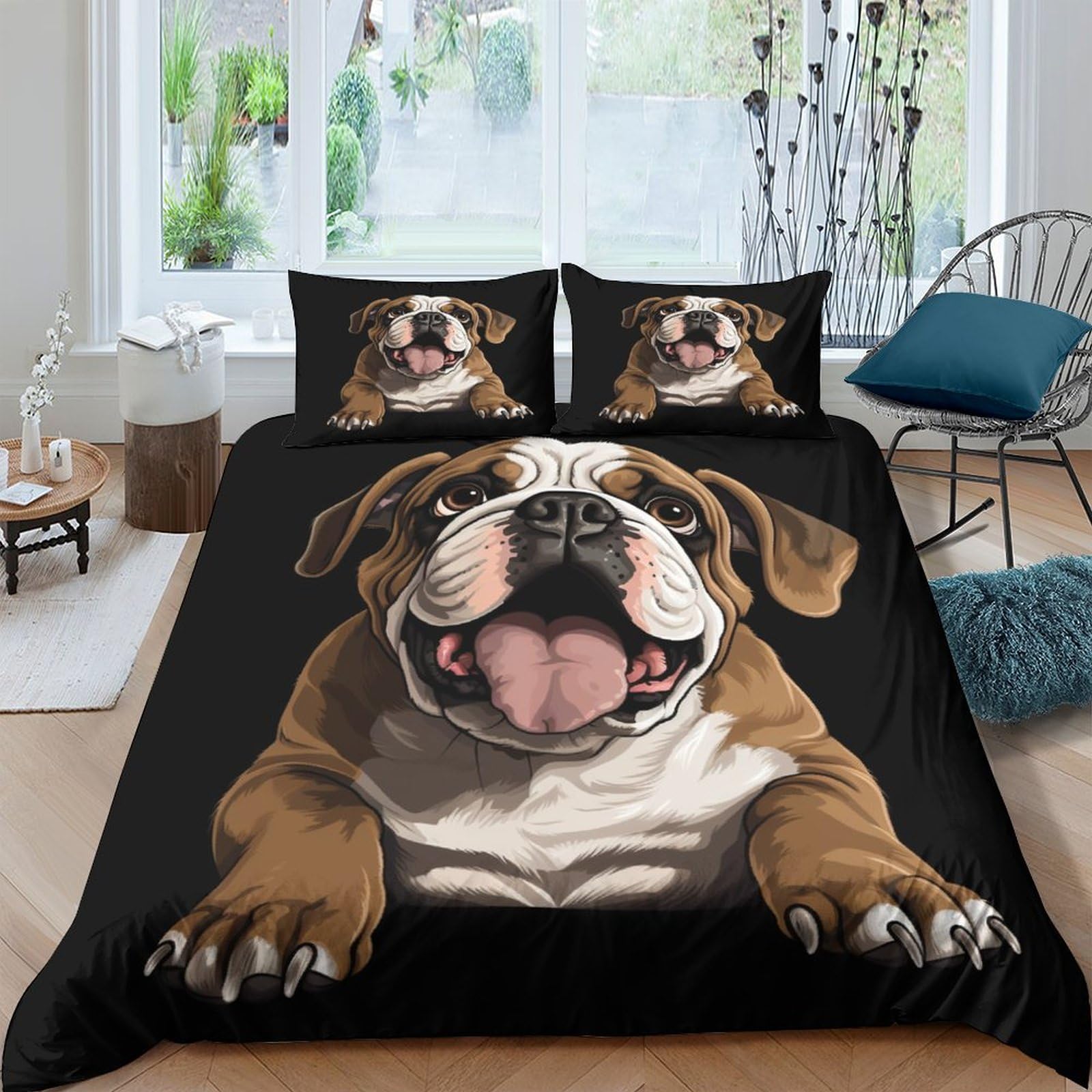 Gaoyuchun Style English Bulldog Duvet Cover Sets 3 Pcs Hotel Quality Quilt Cover Bedding Sets Bed Covers With Pillowcases With Zipper Closure Ultra Soft Anti Allergic Microfiber Double（200X200cm）