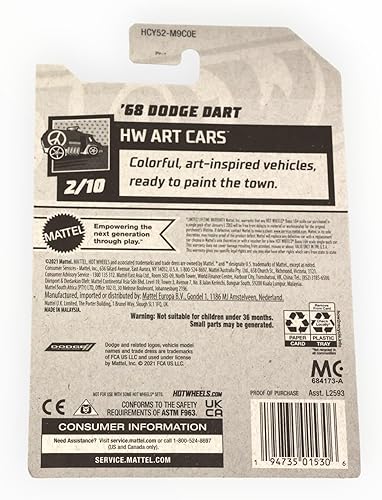 Miniatura 2 de Hot Wheels 2022 - Dodge Dart '68 - Kroger Exclusive Teal - HW Art Cars 2/10 - Mint/NrMint envía burbujas envueltas en una caja
