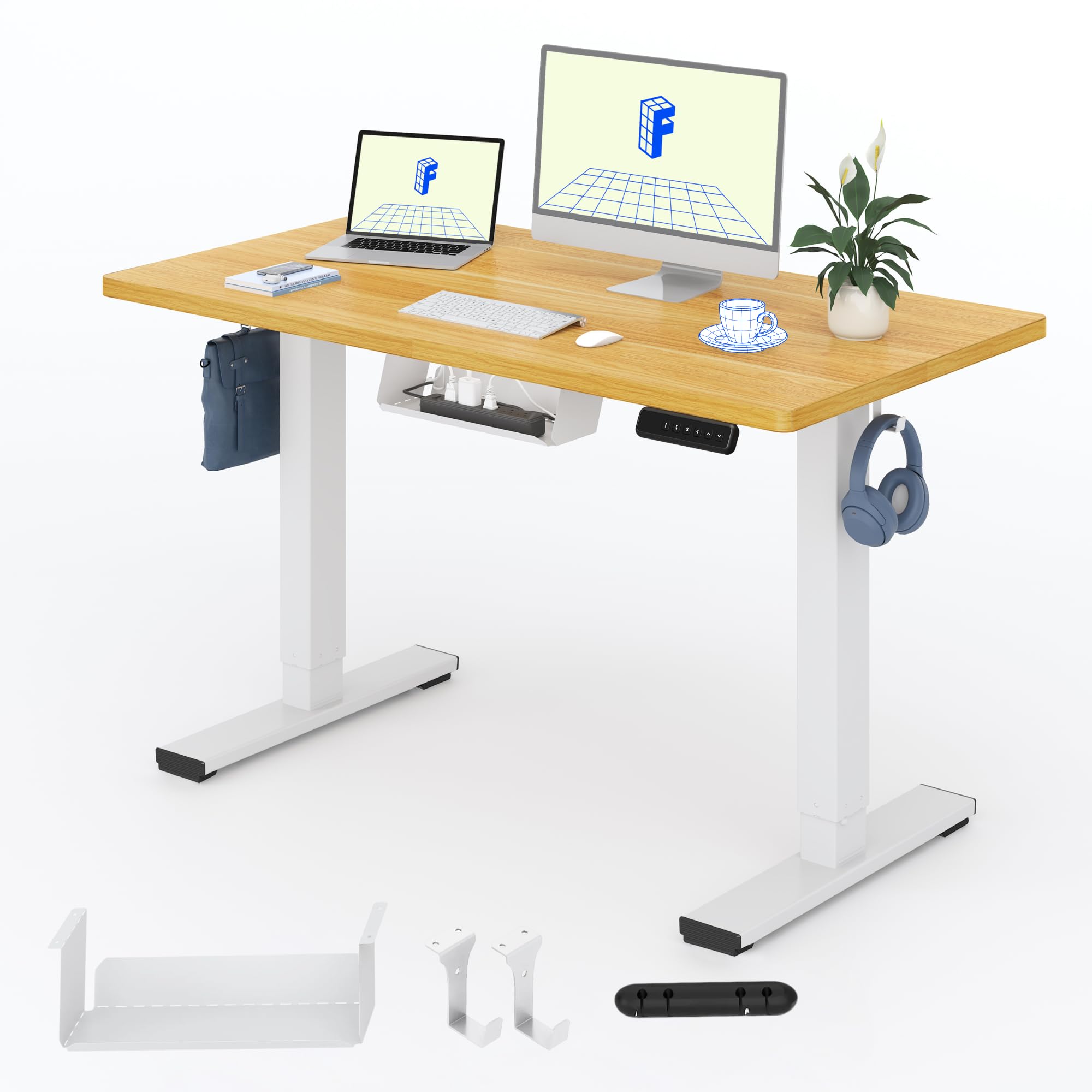 FLEXISPOT 120 x 60 cm Electric Lift Desk with Whole Board, Lift