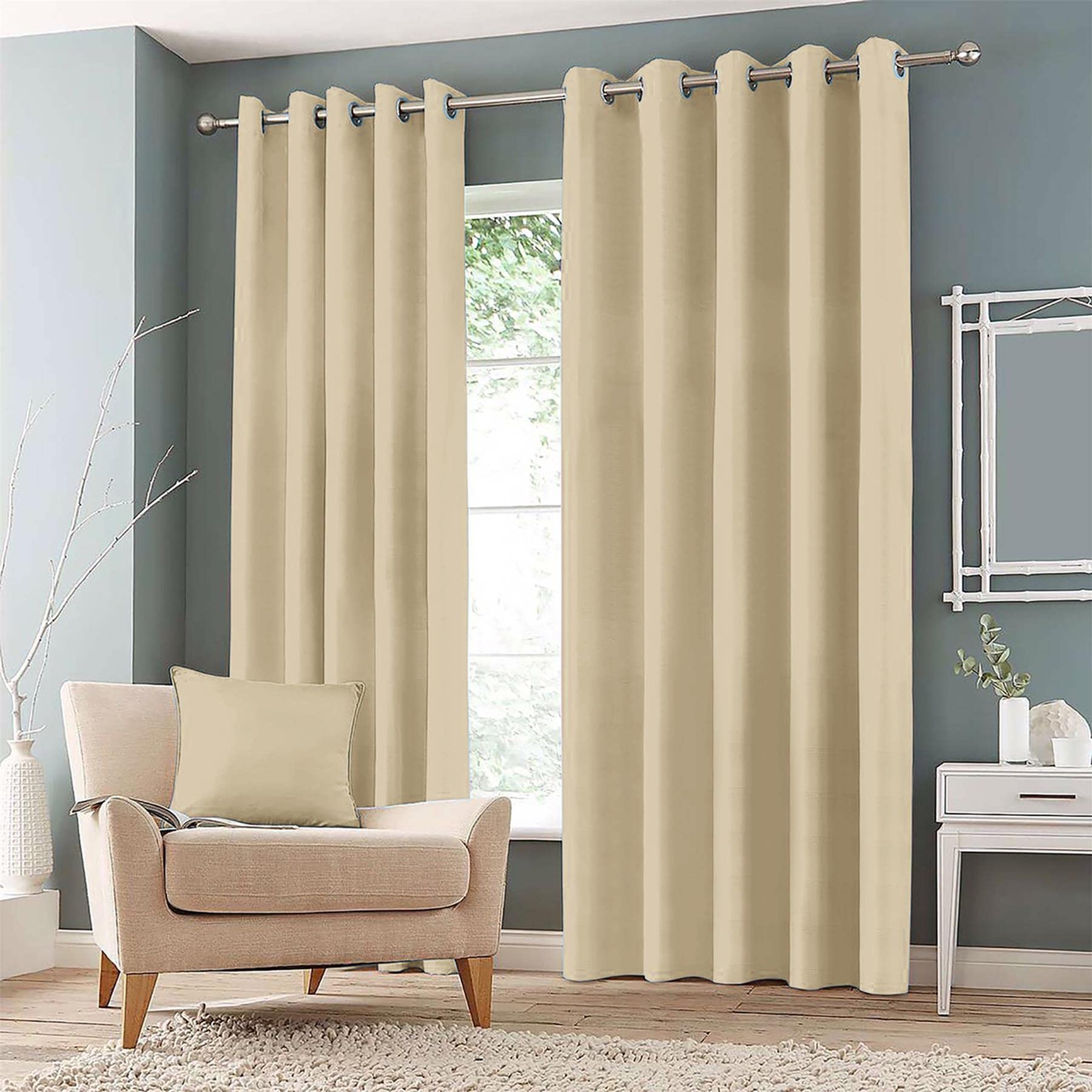 Roseley Eyelet Blackout Curtains For Bedroom Living Room Two Thermal Insulated Panels Noise Reduction Window Treatment [Cream, 66" x 90"]