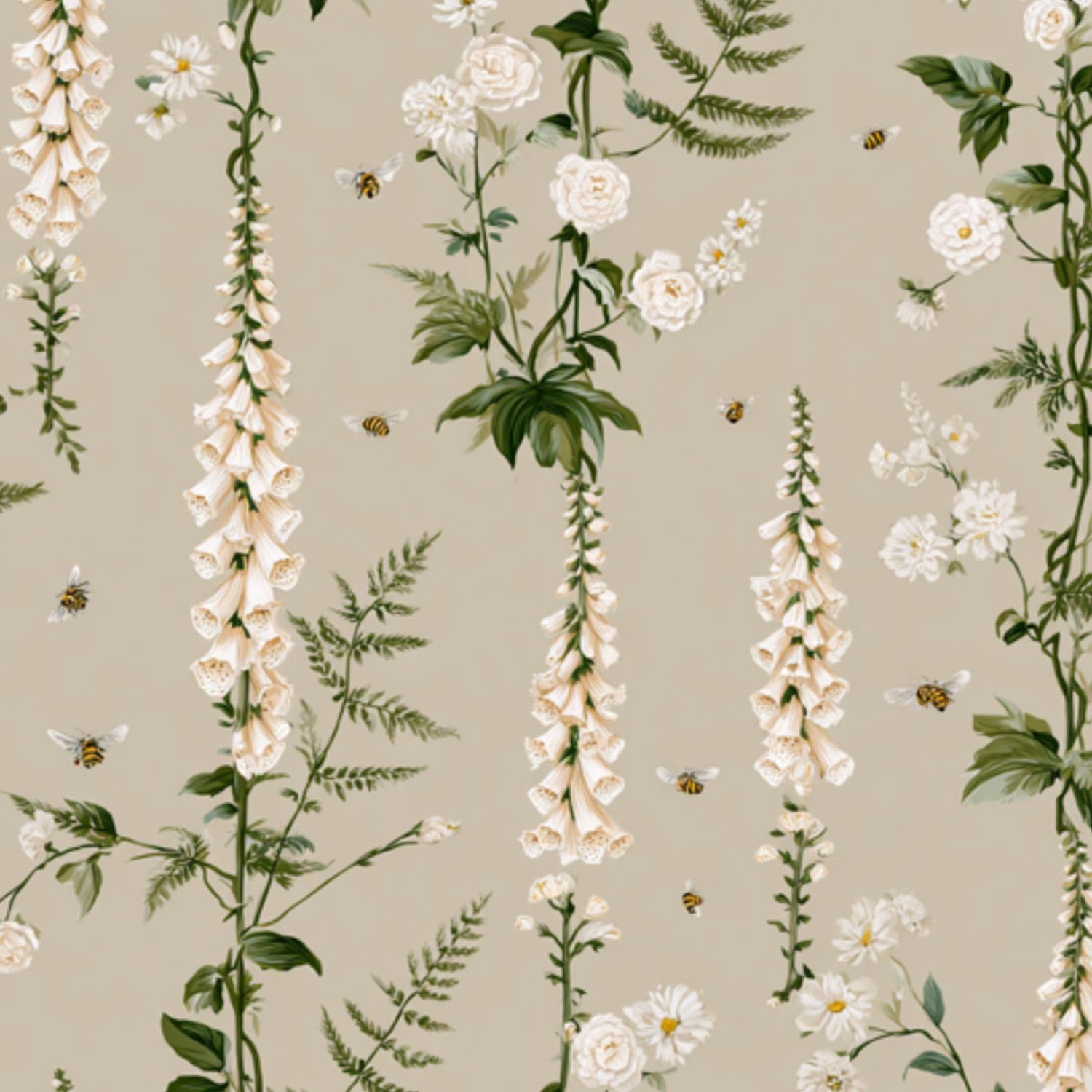 DERUINVAIO Self Adhesive Feature Removable Cottagecore Wildflower Vine Peel and Stick Vinyl Wallpaper Roll, Sticky Lining Paper for Bedroom, Living Room, Kitchen Walls