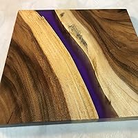 Vista 47 de Mesa de epoxi transparente, mesa de sofá con forma cuadrada, mesa auxiliar de resina de madera, mesa de centro de madera con borde natural para sala