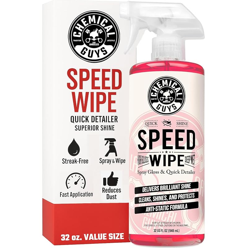 Chemical Guys Speed Wipe Quick Detailer em Spray para Lavagem sem Água, Alto Brilho, Aroma de Cereja, 946 mL