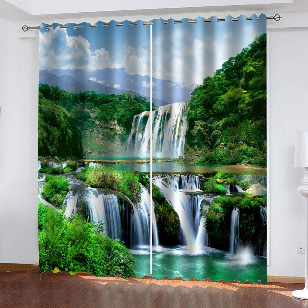 Rideaux occultants pour chambre et salon paysage cascade MAYNUO 140x240