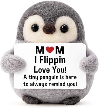 SUCHAGIFT Gifts for Mom from Daughter, Son - Cute Mothers Day, Birthday Gifts for Mom Ideas for Moms Women - Handmade Wool Felt Penguin, Felted Crochet Doll Animal Felting