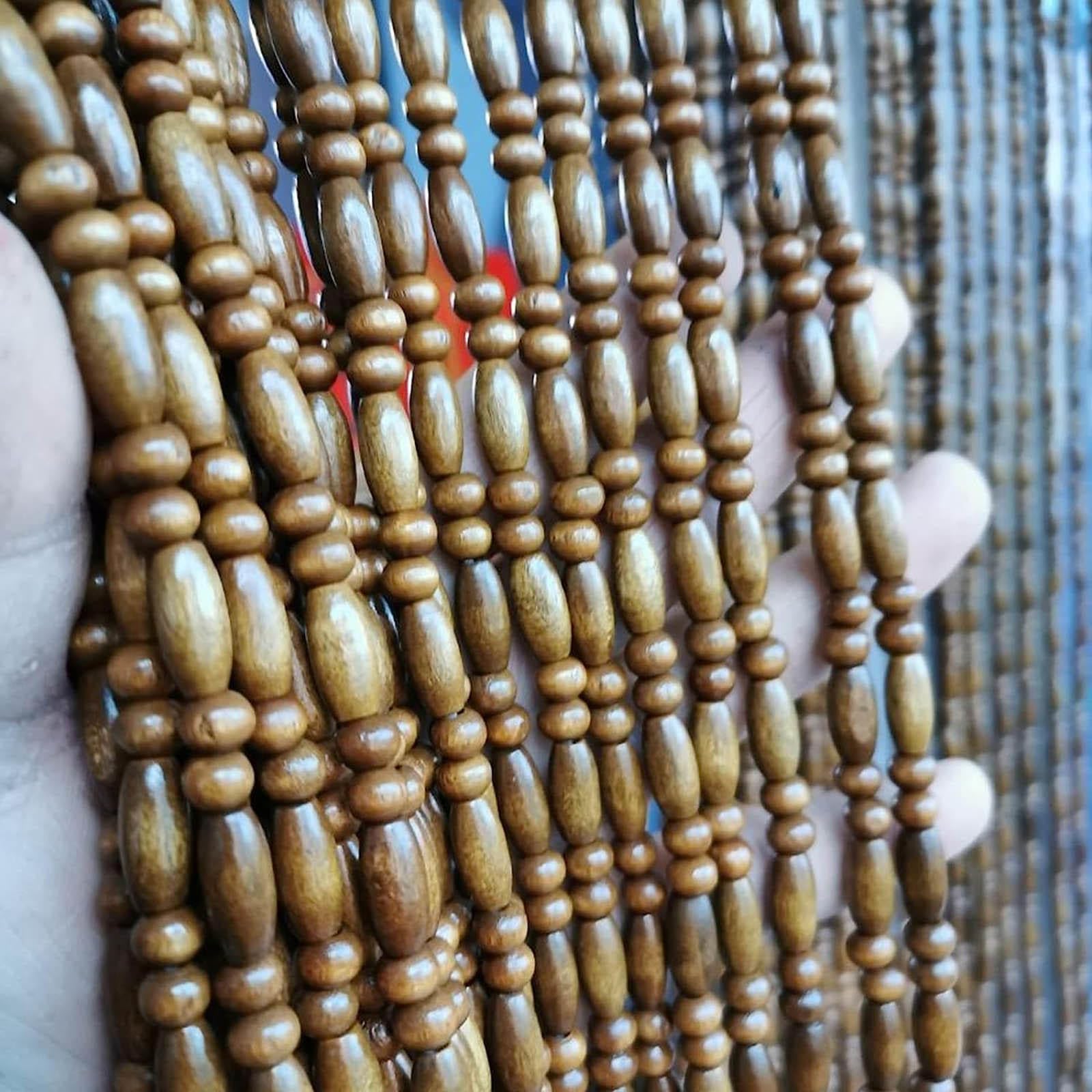 Rideaux de perles décoratifs vintage en bois noble pour porte