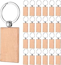 25 Pcs Wood Keyrings, Round Wooden Key Tag Blanks for DIY Crafts, Pyrography & Engraving